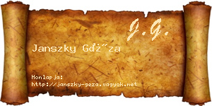 Janszky Géza névjegykártya